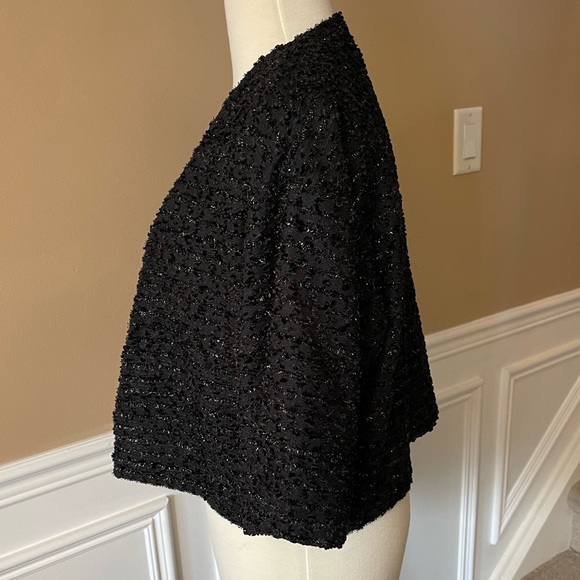 Black Metallic Boucle Cropped Jacket - Picture 6 of 16